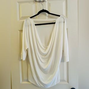 CHASER T-Shirt CHASER TEES BLOUSES  COTTON WHITE White Draped Neck Tee Small